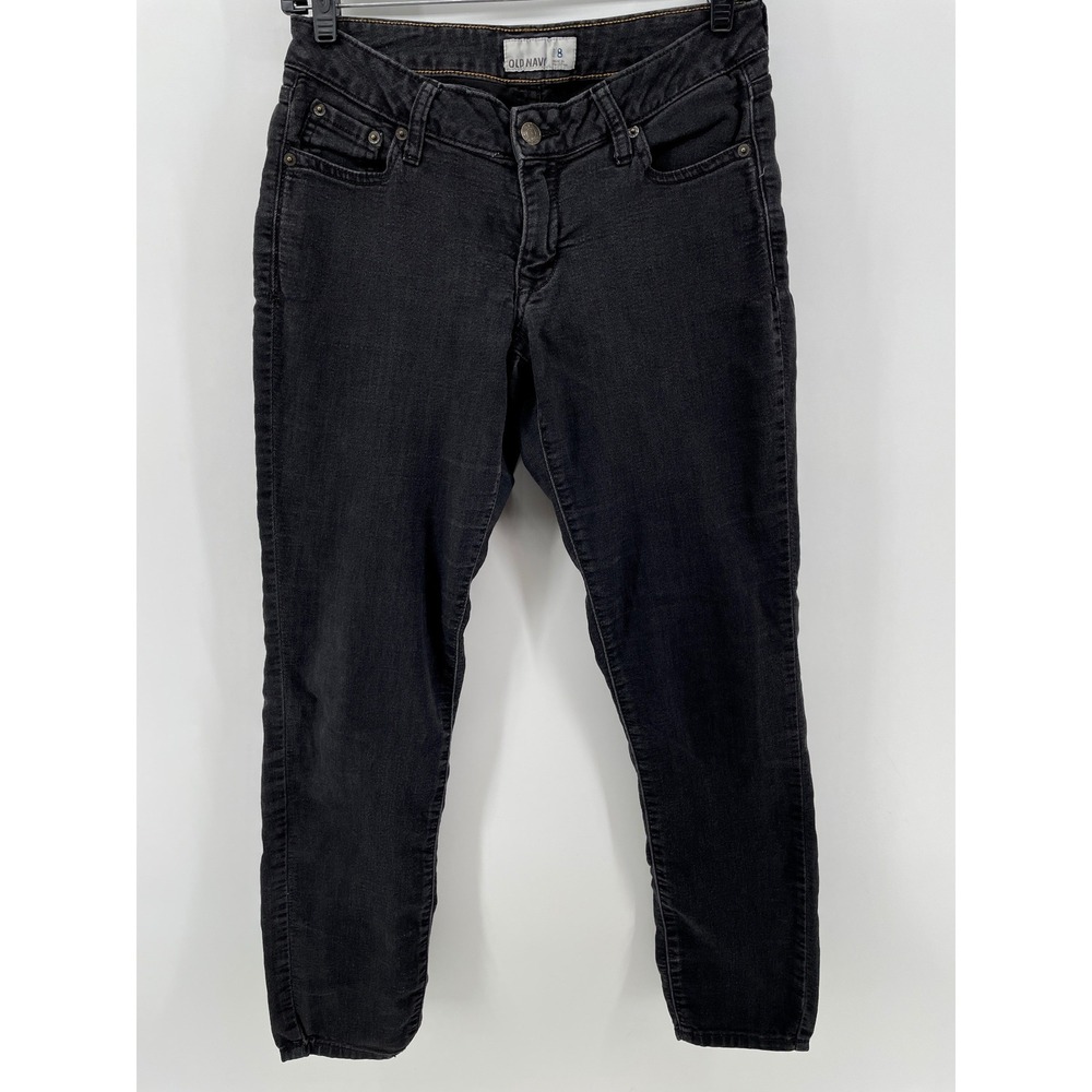 Old Navy Jeans Womens 8 Black‎ Faded Stretch Denim Mid Rise